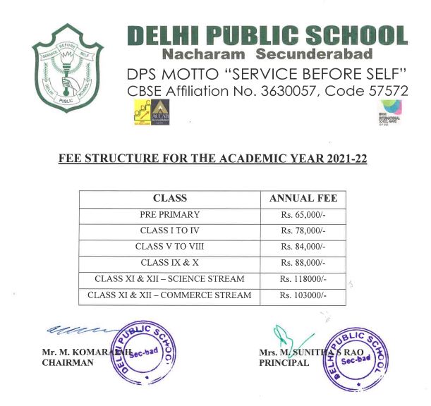 Fee structure - Delhi Public School