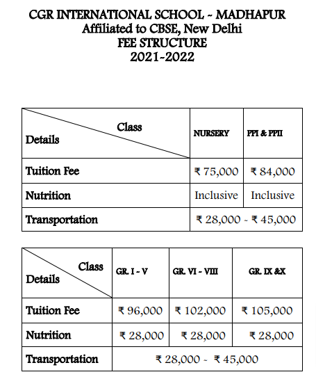 CGR International school madhapur fees