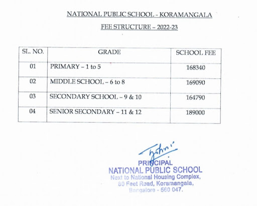 National Public School fee