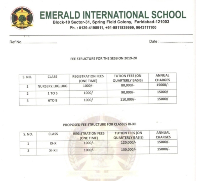 Emerald International School fees